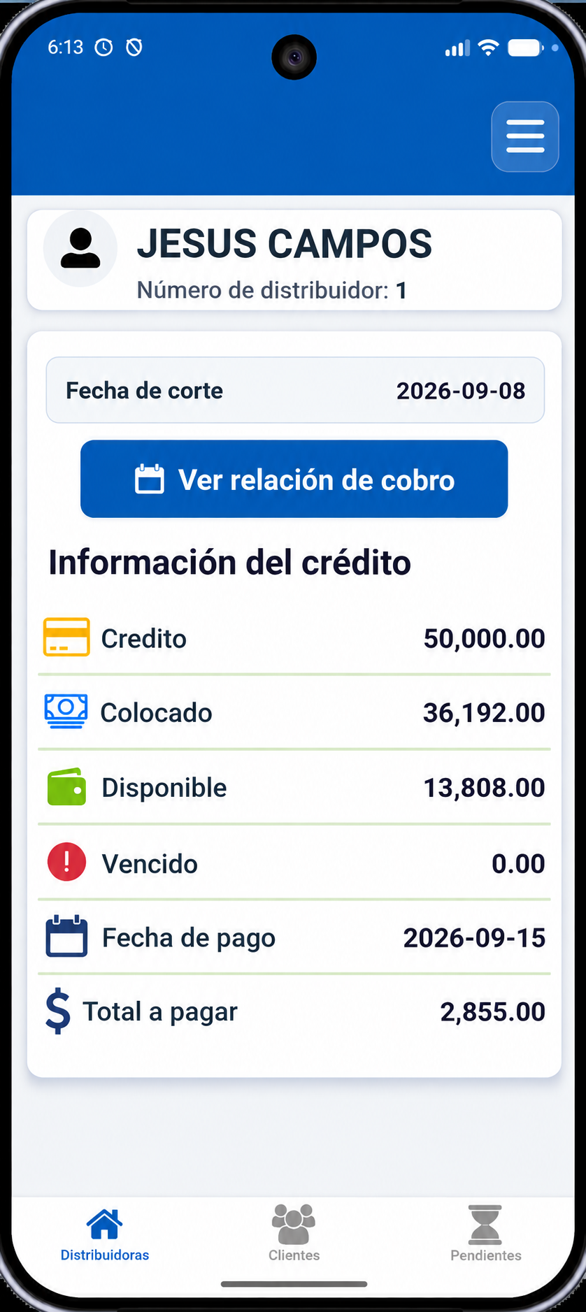 Aplicación móvil de ASCREDIVALE para distribuidoras